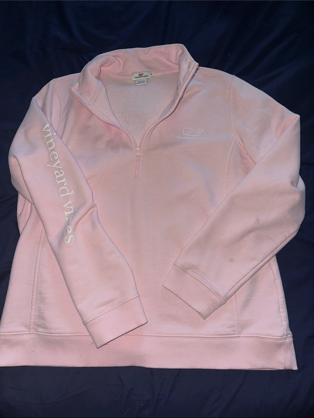 Girls Vineyard Vines Light Pink Quarter-Zip Pullover